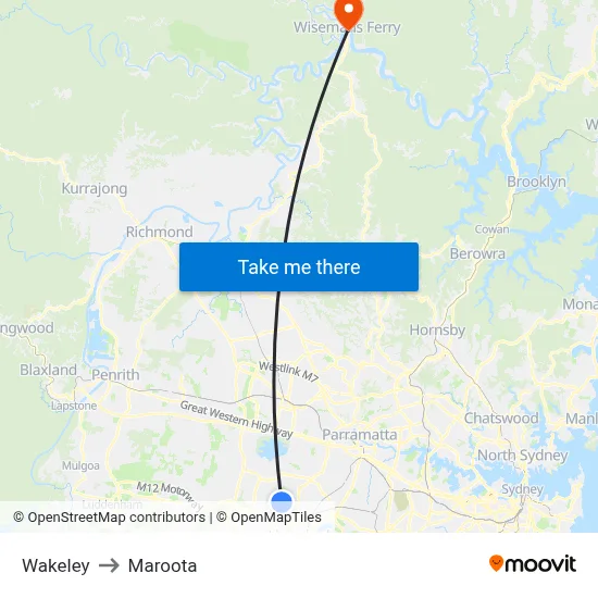 Wakeley to Maroota map