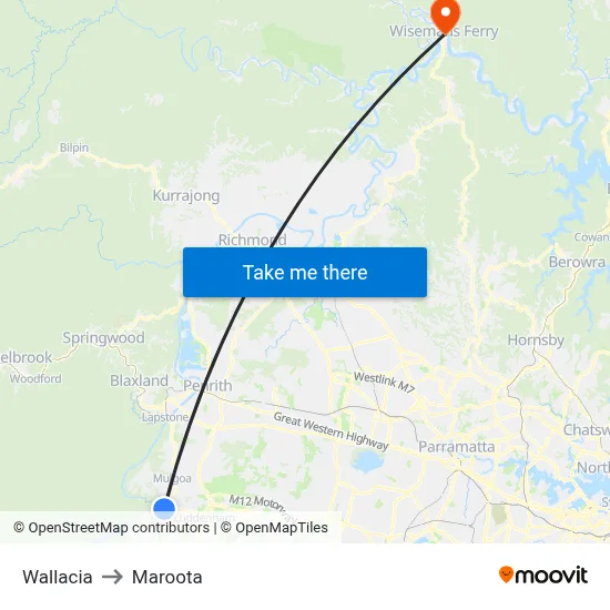 Wallacia to Maroota map