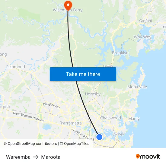 Wareemba to Maroota map
