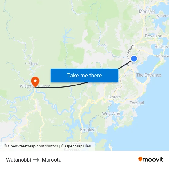 Watanobbi to Maroota map