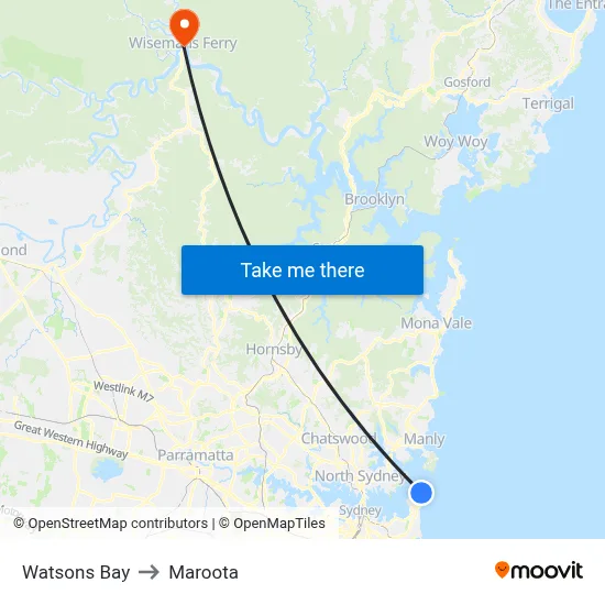 Watsons Bay to Maroota map