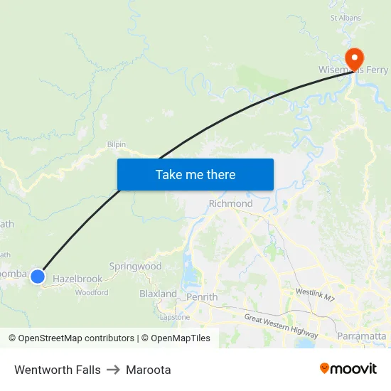 Wentworth Falls to Maroota map