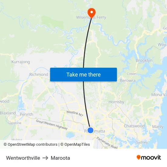 Wentworthville to Maroota map
