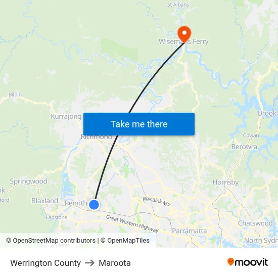 Werrington County to Maroota map