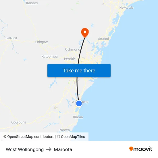 West Wollongong to Maroota map
