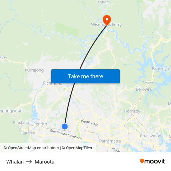 Whalan to Maroota map