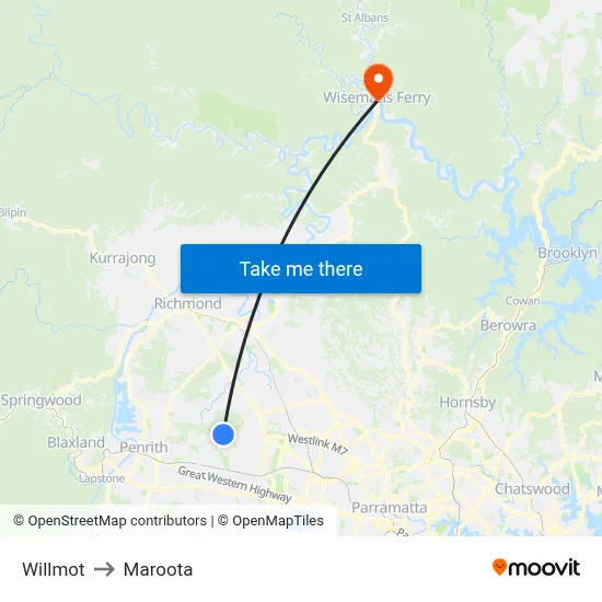 Willmot to Maroota map