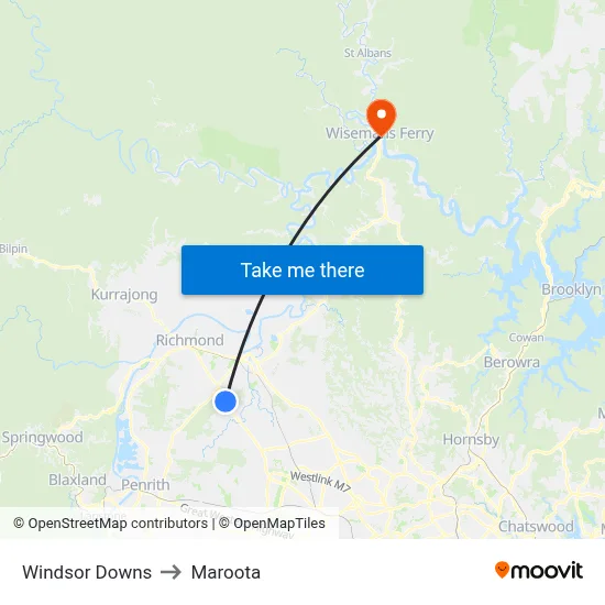 Windsor Downs to Maroota map