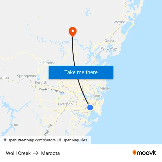 Wolli Creek to Maroota map