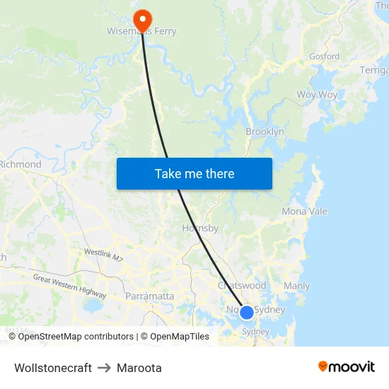 Wollstonecraft to Maroota map