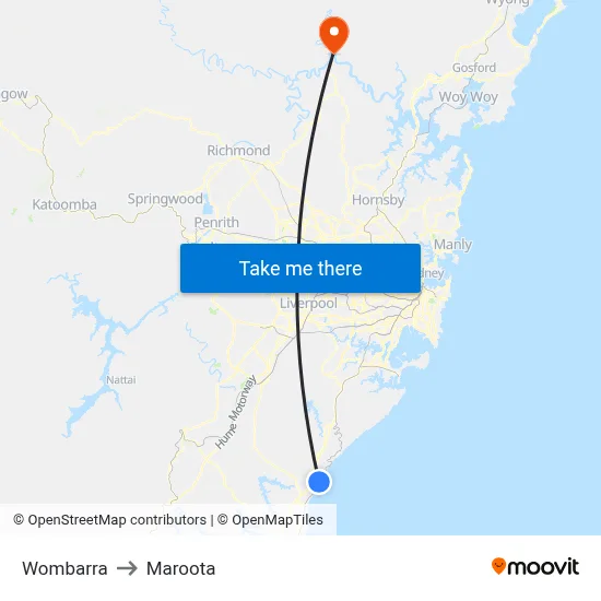 Wombarra to Maroota map