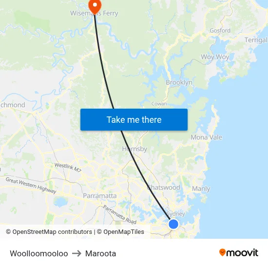 Woolloomooloo to Maroota map