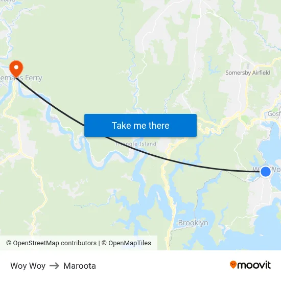 Woy Woy to Maroota map