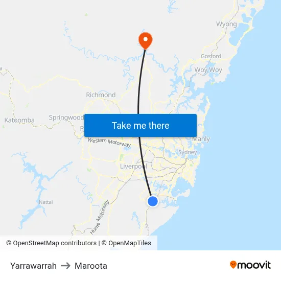 Yarrawarrah to Maroota map
