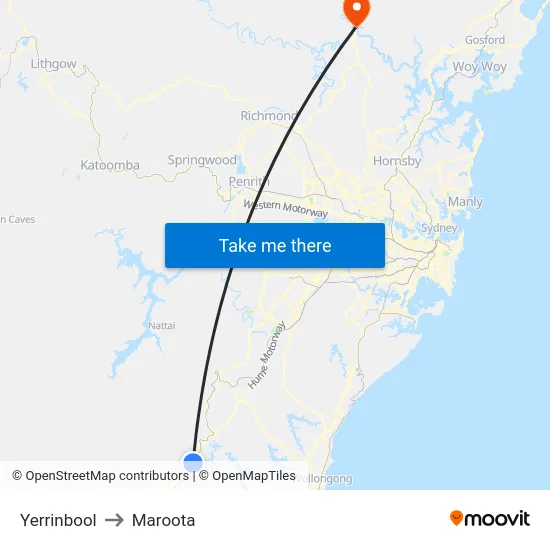 Yerrinbool to Maroota map