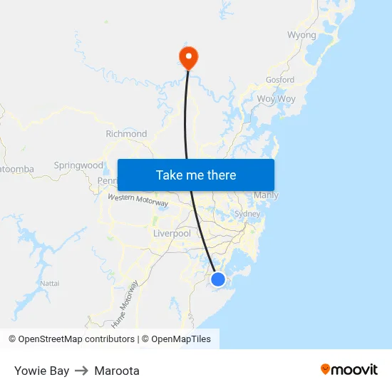 Yowie Bay to Maroota map
