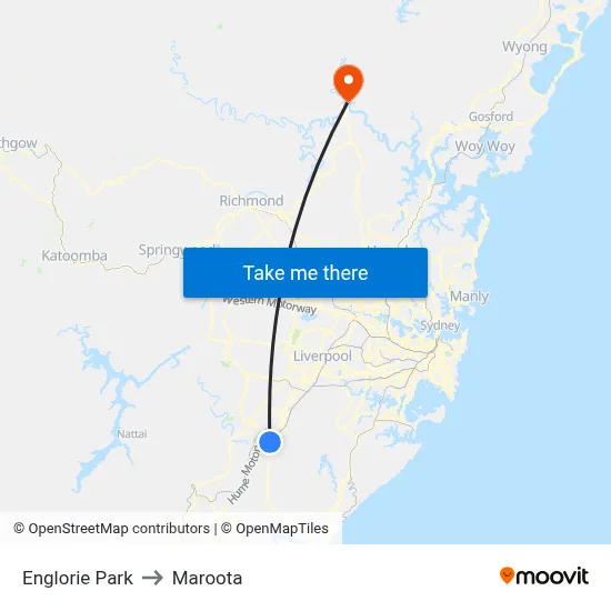 Englorie Park to Maroota map
