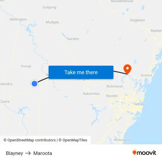 Blayney to Maroota map