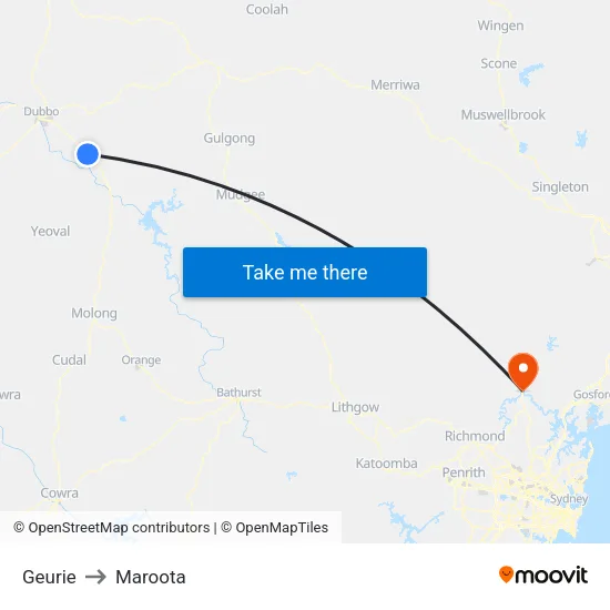 Geurie to Maroota map