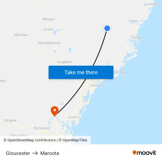 Gloucester to Maroota map