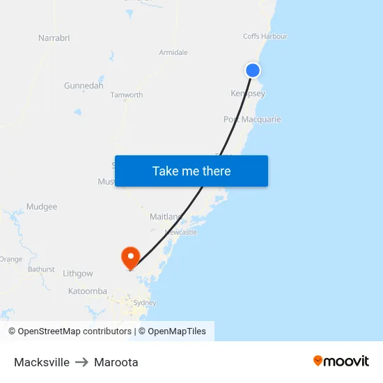 Macksville to Maroota map