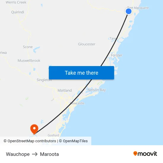 Wauchope to Maroota map
