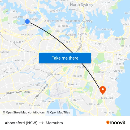 Abbotsford (NSW) to Maroubra map