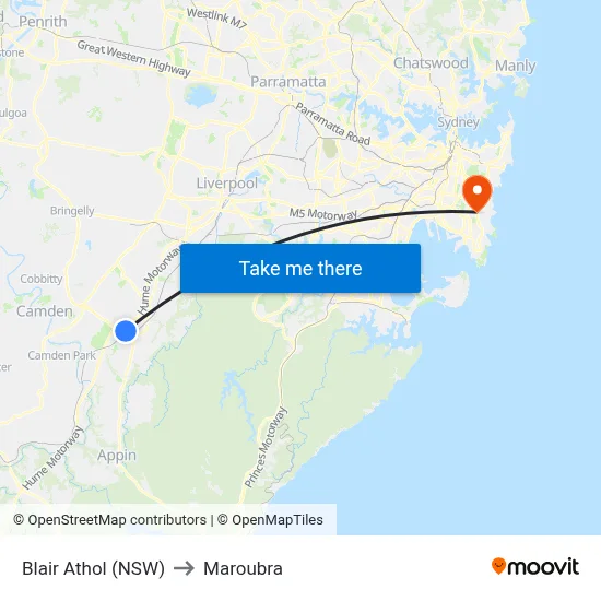 Blair Athol (NSW) to Maroubra map