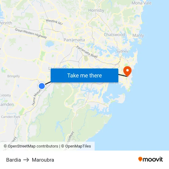 Bardia to Maroubra map