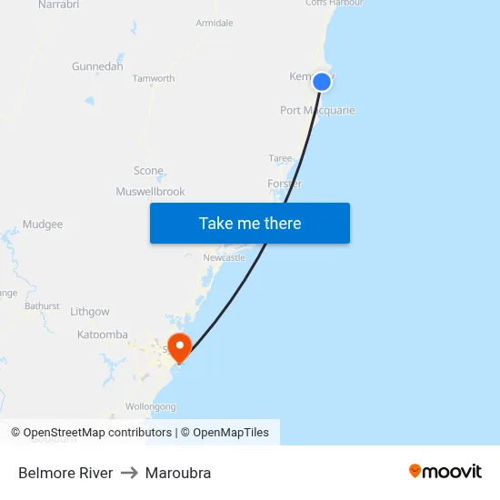 Belmore River to Maroubra map