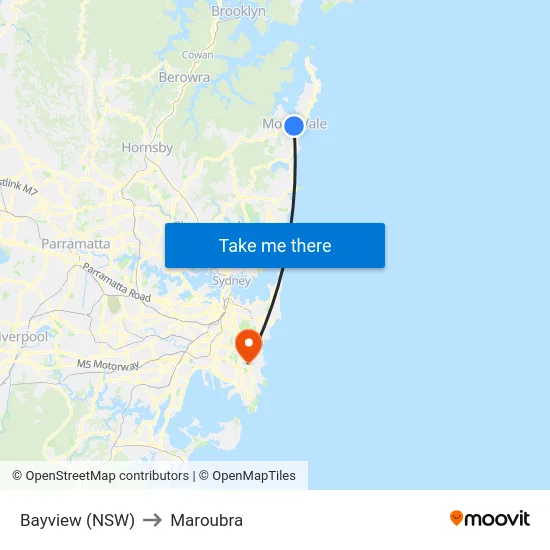 Bayview (NSW) to Maroubra map