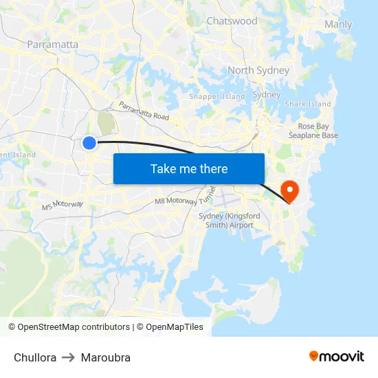 Chullora to Maroubra map