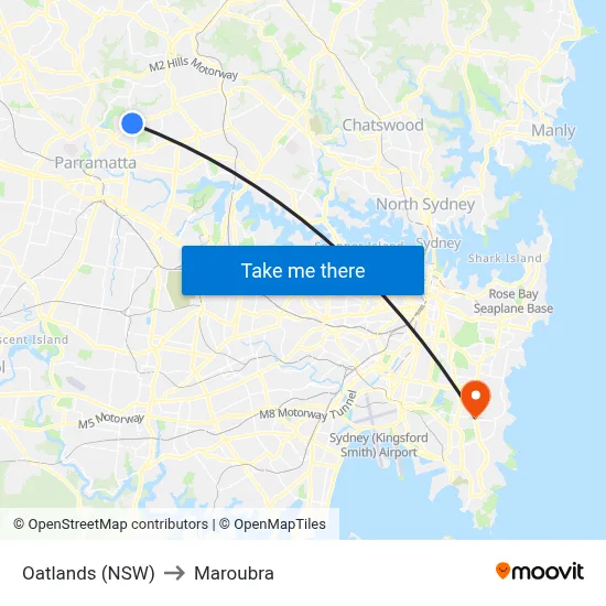 Oatlands (NSW) to Maroubra map