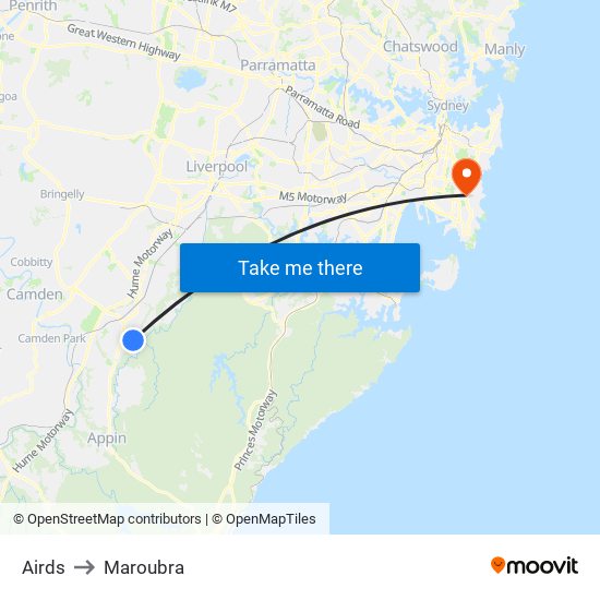 Airds to Maroubra map