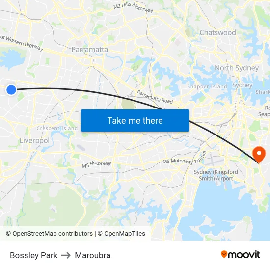 Bossley Park to Maroubra map