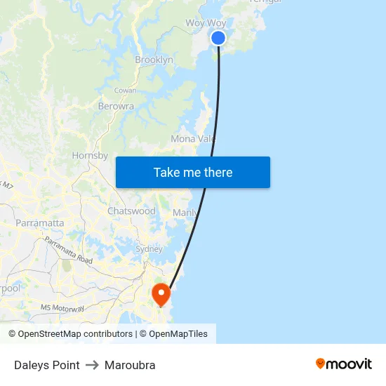 Daleys Point to Maroubra map
