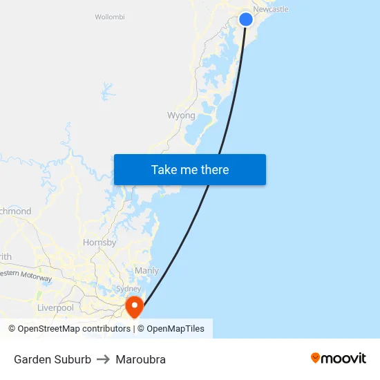 Garden Suburb to Maroubra map