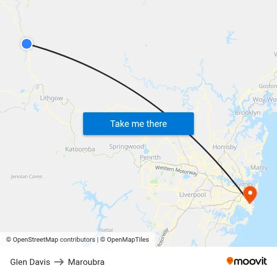 Glen Davis to Maroubra map