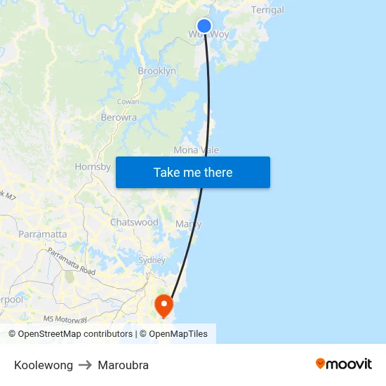 Koolewong to Maroubra map