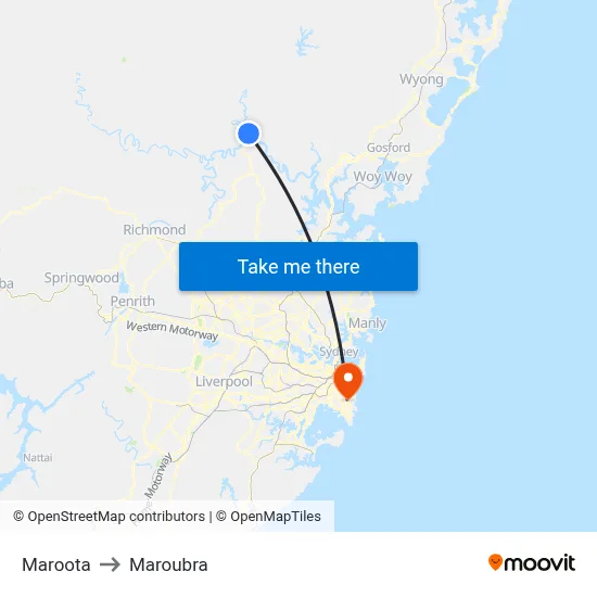Maroota to Maroubra map
