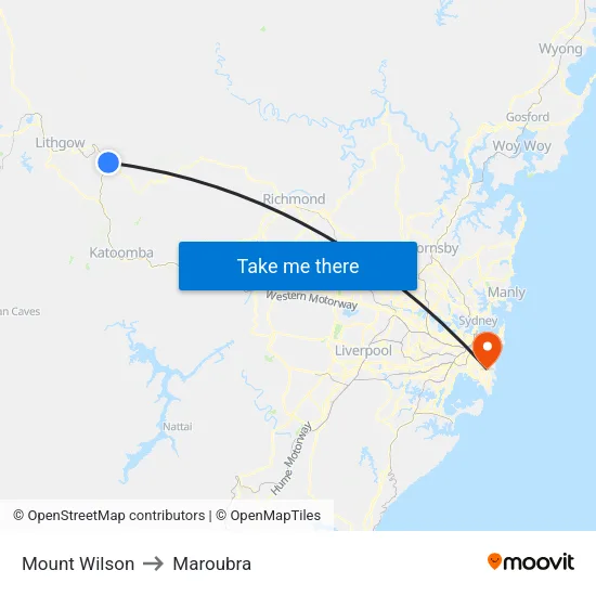 Mount Wilson to Maroubra map