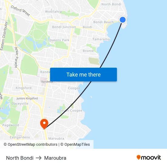 North Bondi to Maroubra map