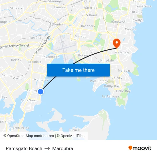 Ramsgate Beach to Maroubra map