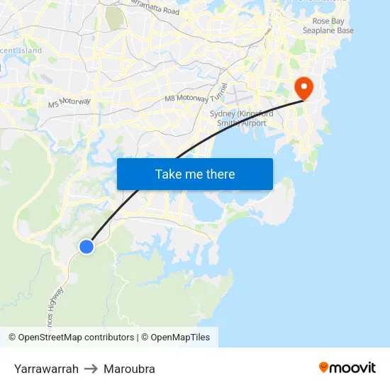Yarrawarrah to Maroubra map