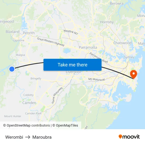 Werombi to Maroubra map