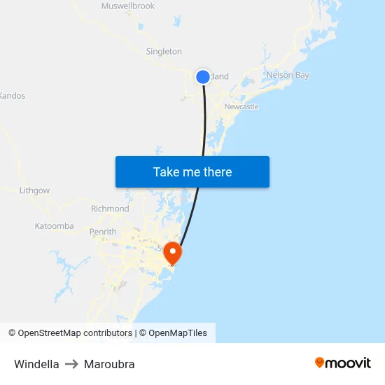 Windella to Maroubra map