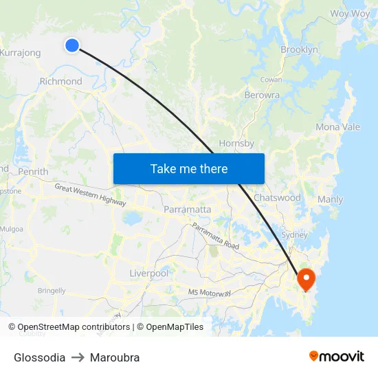 Glossodia to Maroubra map