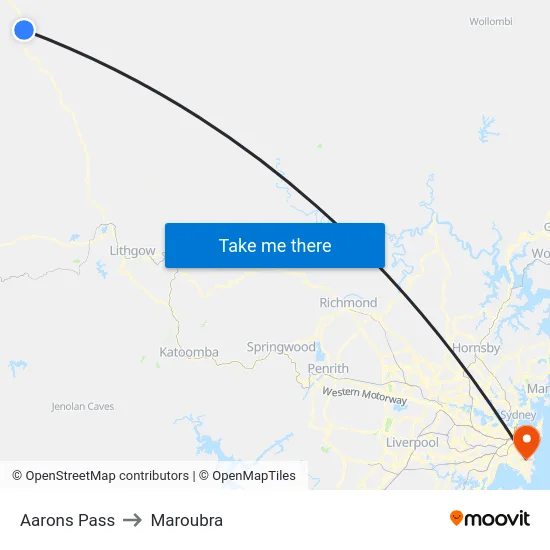 Aarons Pass to Maroubra map