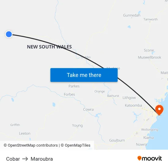 Cobar to Maroubra map