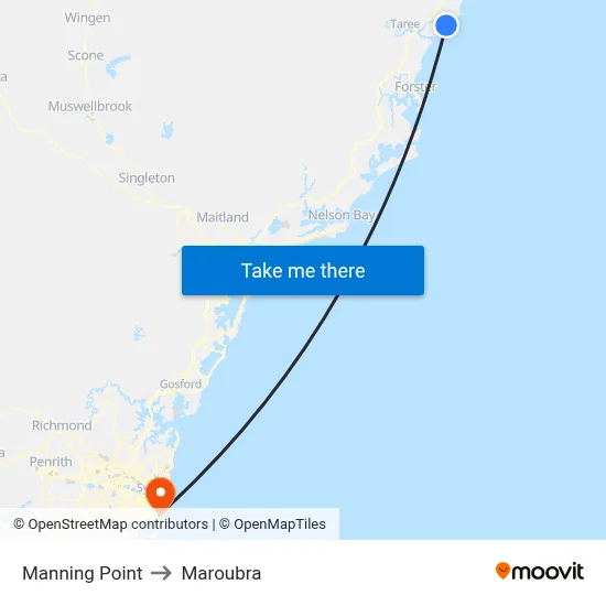 Manning Point to Maroubra map